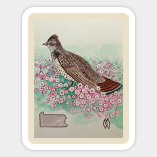 Pennsylvania state bird & flower, the ruffed grouse and mountain laurel Sticker